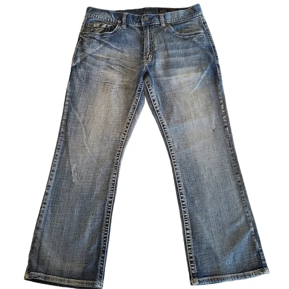 TK Axel Men's Weston Vintage Boot Jeans Flap Pockets Denim Distressed 34x29 - Picture 7 of 15